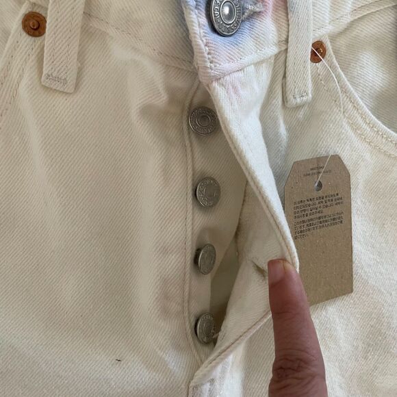 NWT Levi's 501 Jeans Denim Y2K Women Size 27x30 White Tie Dye Denim‎ Button Fly - Picture 9 of 16
